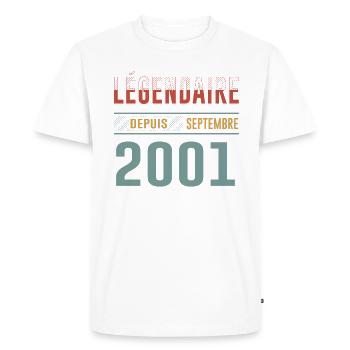 Légendaire Depuis Septembre 2001 Anniversaire - T-shirt Premium bio Homme - blanc - Devant - Nico (187cm)