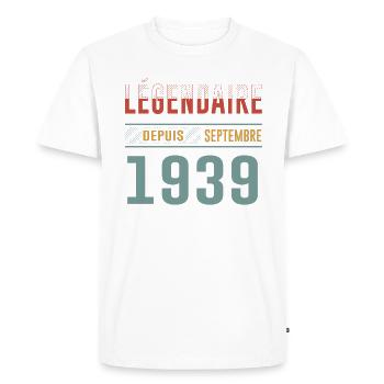 Légendaire Depuis Septembre 1939 Anniversaire - T-shirt Premium bio Homme - blanc - Devant - Nico (187cm)