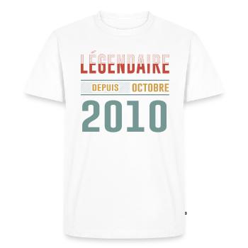 Légendaire Depuis Octobre 2010 Anniversaire - T-shirt Premium bio Homme - blanc - Devant - Nico (187cm)