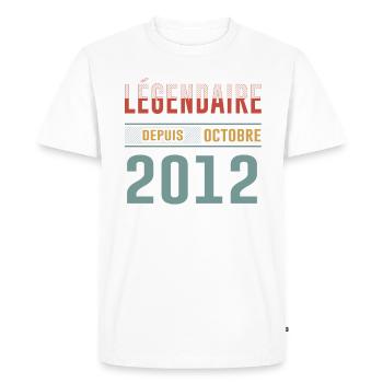 Légendaire Depuis Octobre 2012 Anniversaire - T-shirt Premium bio Homme - blanc - Devant - Nico (187cm)