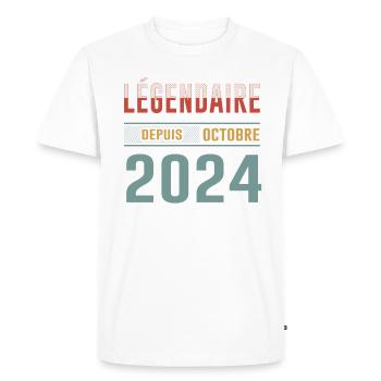 Légendaire Depuis Octobre 2024 Anniversaire - T-shirt Premium bio Homme - blanc - Devant - Nico (187cm)