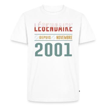Légendaire Depuis Novembre 2001 Anniversaire - T-shirt Premium bio Homme - blanc - Devant - Nico (187cm)