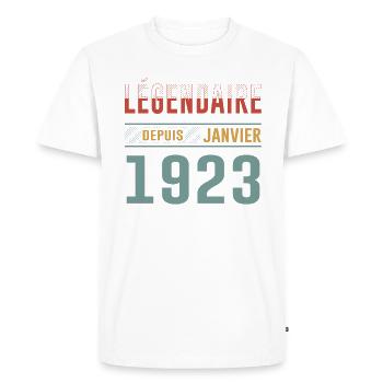 Légendaire Depuis Janvier 1923 Anniversaire - T-shirt Premium bio Homme - blanc - Devant - Nico (187cm)