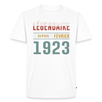 Légendaire Depuis Février 1923 Anniversaire - T-shirt Premium bio Homme - blanc - Devant - Nico (187cm)