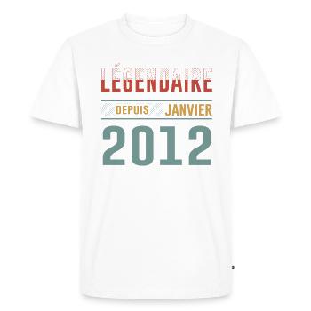 Légendaire Depuis Janvier 2012 Anniversaire - T-shirt Premium bio Homme - blanc - Devant - Nico (187cm)