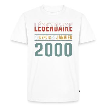 Légendaire Depuis Janvier 2000 Anniversaire - T-shirt Premium bio Homme - blanc - Devant - Nico (187cm)