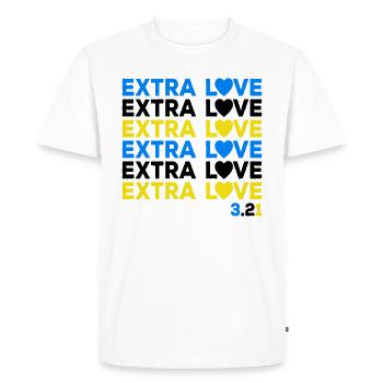Syndrome de Down Chromosomes Extra Amour Extra - T-shirt Premium bio Homme - blanc - Devant - Nico (187cm)