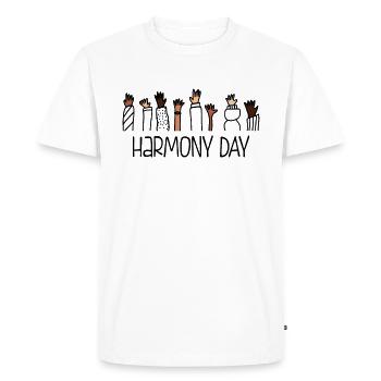 Journée de l’harmonie australie - Journée nationale de l’harmonie 2023 - T-shirt Premium bio Homme - blanc - Devant - Nico (187cm)