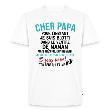 Annonce de grossesse originale pour futur papa - T-shirt Premium bio Homme - blanc - Devant - Nico (187cm)