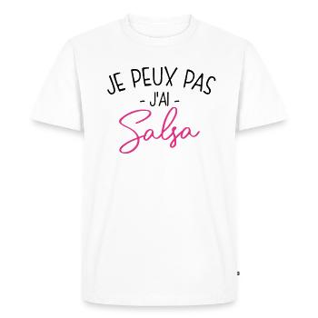 J'ai salsa Cadeau humour personnalisé - T-shirt Premium bio Homme - blanc - Devant - Nico (187cm)
