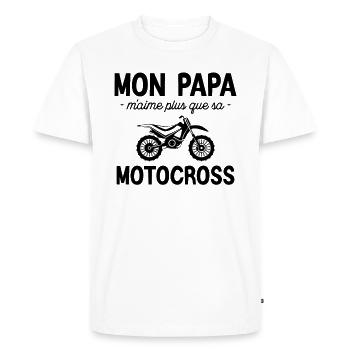 Mon Papa Motocross - T-shirt Premium bio Homme - blanc - Devant - Nico (187cm)