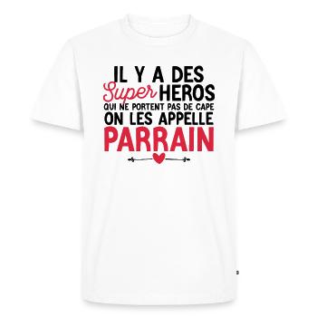 Super-héros sans cape : Les Parrains - T-shirt Premium bio Homme - blanc - Devant - Nico (187cm)