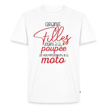 Princesses En Moto - T-shirt Premium bio Homme - blanc - Devant - Nico (187cm)