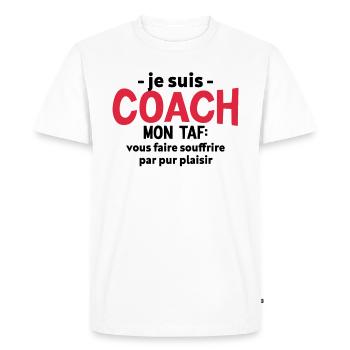 Coach Humour Cadeau Sportif - T-shirt Premium bio Homme - blanc - Devant - Nico (187cm)