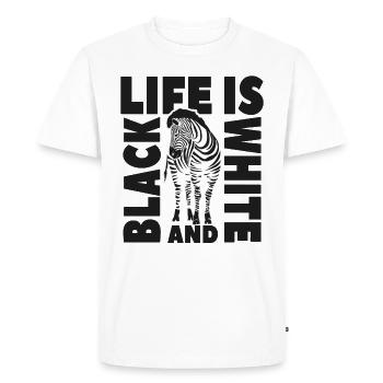 La vie est noire et blanche comme un zèbre - T-shirt Premium bio Homme - blanc - Devant - Nico (187cm)