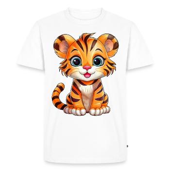 Petit Tigre - T-shirt Premium bio Homme - blanc - Devant - Nico (187cm)