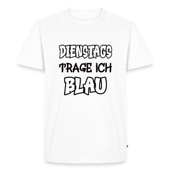 Les mardis, je porte du bleu en disant jeu de couleurs - T-shirt Premium bio Homme - blanc - Devant - Nico (187cm)