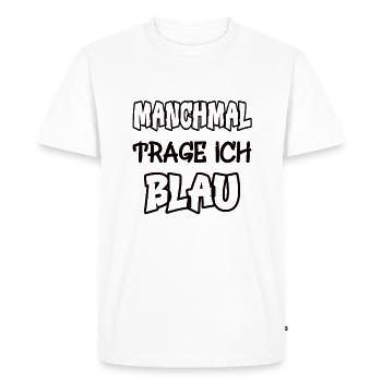 Parfois, je porte du bleu en disant jeu de couleurs - T-shirt Premium bio Homme - blanc - Devant - Nico (187cm)