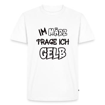 En mars, je porte du jaune en disant la couleur jaune - T-shirt Premium bio Homme - blanc - Devant - Nico (187cm)
