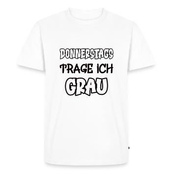 Les jeudis je porte du gris Dire Couleur gris - T-shirt Premium bio Homme - blanc - Devant - Nico (187cm)