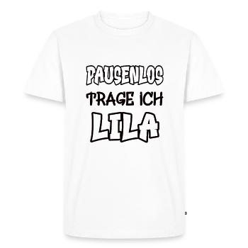 Je porte du violet en disant non-stop couleur violet - T-shirt Premium bio Homme - blanc - Devant - Nico (187cm)