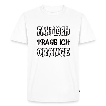 In fact, I'm wearing orange saying color orange - Men's Premium Organic T-Shirt - white - Front - Nico (187cm)