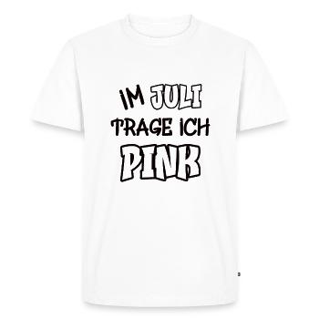 En juillet, je porte du rose Dire couleur rose - T-shirt Premium bio Homme - blanc - Devant - Nico (187cm)