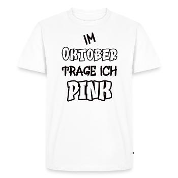 En octobre, je porte du rose en disant couleur rose - T-shirt Premium bio Homme - blanc - Devant - Nico (187cm)