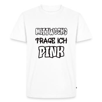 Le mercredi je porte du rose Dire Couleur rose - T-shirt Premium bio Homme - blanc - Devant - Nico (187cm)