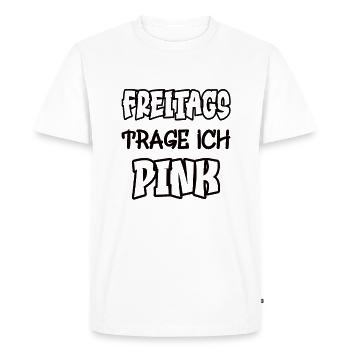 Le vendredi je porte du rose Dire Couleur rose - T-shirt Premium bio Homme - blanc - Devant - Nico (187cm)