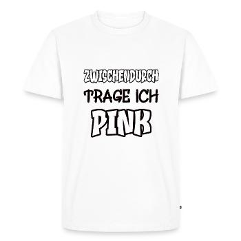 Entre les deux, je porte du rose en disant couleur rose - T-shirt Premium bio Homme - blanc - Devant - Nico (187cm)