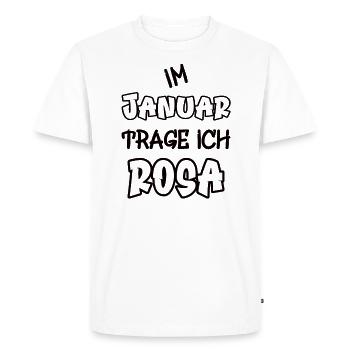 En janvier, je porte du rose en disant couleur rose - T-shirt Premium bio Homme - blanc - Devant - Nico (187cm)