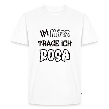 En mars, je porte du rose en disant couleur rose - T-shirt Premium bio Homme - blanc - Devant - Nico (187cm)