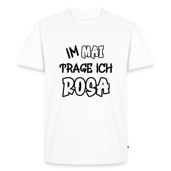 En mai, je porte du rose en disant couleur rose - T-shirt Premium bio Homme - blanc - Devant - Nico (187cm)
