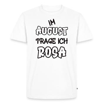 En août, je porte du rose en disant couleur rose - T-shirt Premium bio Homme - blanc - Devant - Nico (187cm)