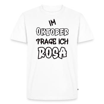 En octobre, je porte du rose en disant couleur rose - T-shirt Premium bio Homme - blanc - Devant - Nico (187cm)