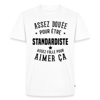 Assez douée pour être standardiste assez folle - T-shirt Premium bio Homme - blanc - Devant - Nico (187cm)