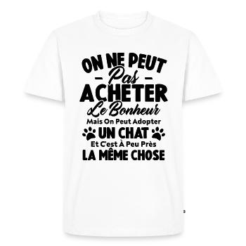 On peut adopter un chat Humour Cadeau - T-shirt Premium bio Homme - blanc - Devant - Nico (187cm)