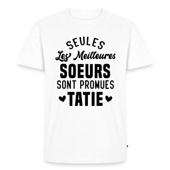 Seules les Meilleures Soeurs sont Promues Tatie - T-shirt Premium bio Homme - blanc - Devant - Nico (187cm)
