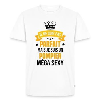 Je suis un pompier méga sexy, Cadeau pompier - T-shirt Premium bio Homme - blanc - Devant - Nico (187cm)