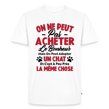 On peut adopter un chat Humour Cadeau - T-shirt Premium bio Homme - blanc - Devant - Nico (187cm)