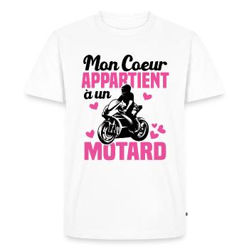 Mon coeur appartient à un motard - T-shirt Premium bio Homme - blanc - Devant - Nico (187cm)