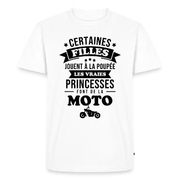 Les vraies princesse font de la moto - T-shirt Premium bio Homme - blanc - Devant - Nico (187cm)
