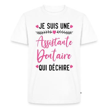 Je suis Assistante Dentaire qui Déchire - T-shirt Premium bio Homme - blanc - Devant - Nico (187cm)