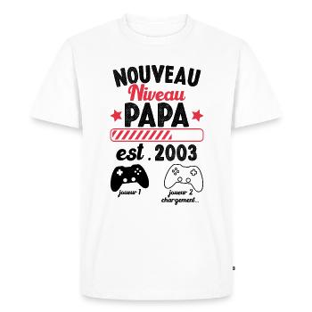 Nouveau Papa En 2023 Humour Cadeau Papa Gamer - T-shirt Premium bio Homme - blanc - Devant - Nico (187cm)