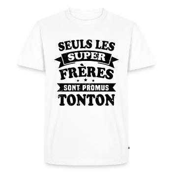 Seuls les super frères sont promus tonton - T-shirt Premium bio Homme - blanc - Devant - Nico (187cm)