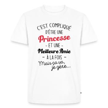 Une princesse et meilleure amie - T-shirt Premium bio Homme - blanc - Devant - Nico (187cm)