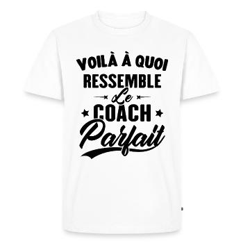 Coach Parfait Cadeau Humour Personnalisé - T-shirt Premium bio Homme - blanc - Devant - Nico (187cm)