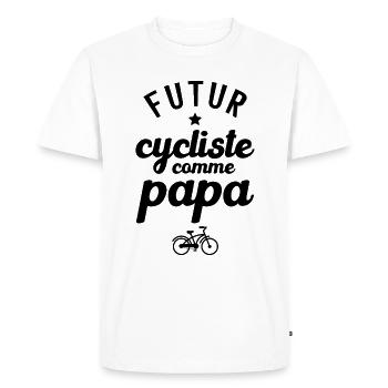 Futur cycliste comme papa - T-shirt Premium bio Homme - blanc - Devant - Nico (187cm)
