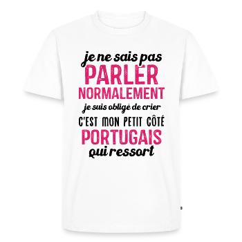 C'est mon petit côté portugais qui ressort - T-shirt Premium bio Homme - blanc - Devant - Nico (187cm)